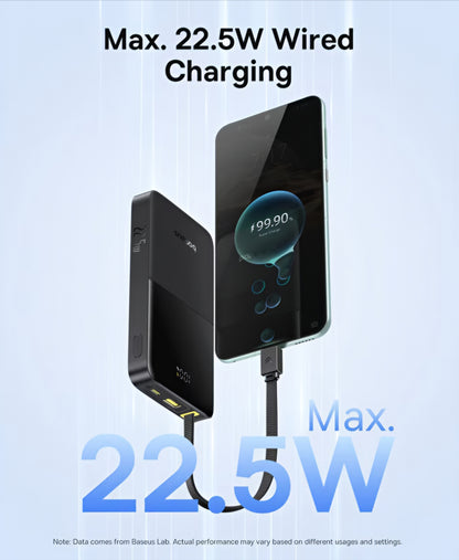 Batterie Externe Baseus EnerFill Bipow2 Pro, 10000mAh, 22.5W, QC + PD, 1 x USB-A - 2 x USB-C, Noire E0027600