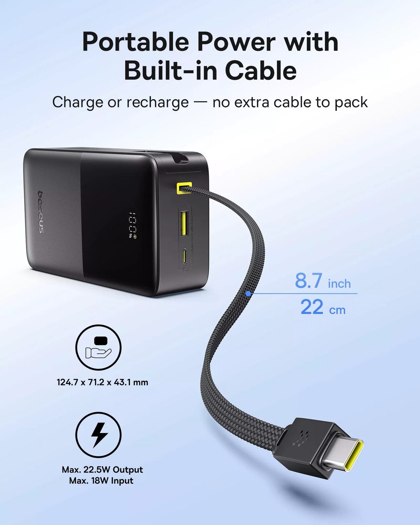 Batterie Externe Baseus EnerFill Bipow2 Pro, 30000mAh, 22.5W, QC + PD, 1 x USB-A - 2 x USB-C, Noire E0028100