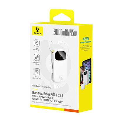 Baseus EnerFill FC31 Qpow 3 External Battery, 20000mAh, 45W, QC + PD, 1 x Lightning - 1 x USB-A - 2 x USB-C, Blue E0028D03