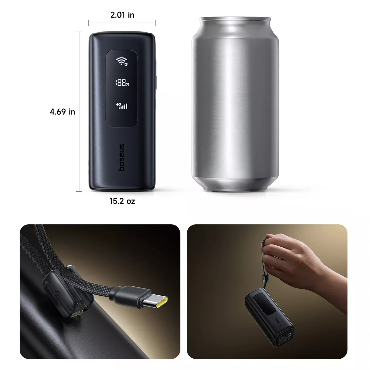 Batterie Externe Baseus EnerGeek GX11, 20000mAh, 67W, QC + PD, 1 x USB-A - 2 x USB-C, Noire E0025701