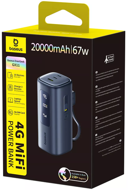 Batterie Externe Baseus EnerGeek GX11, 20000mAh, 67W, QC + PD, 1 x USB-A - 2 x USB-C, Noire E0025701