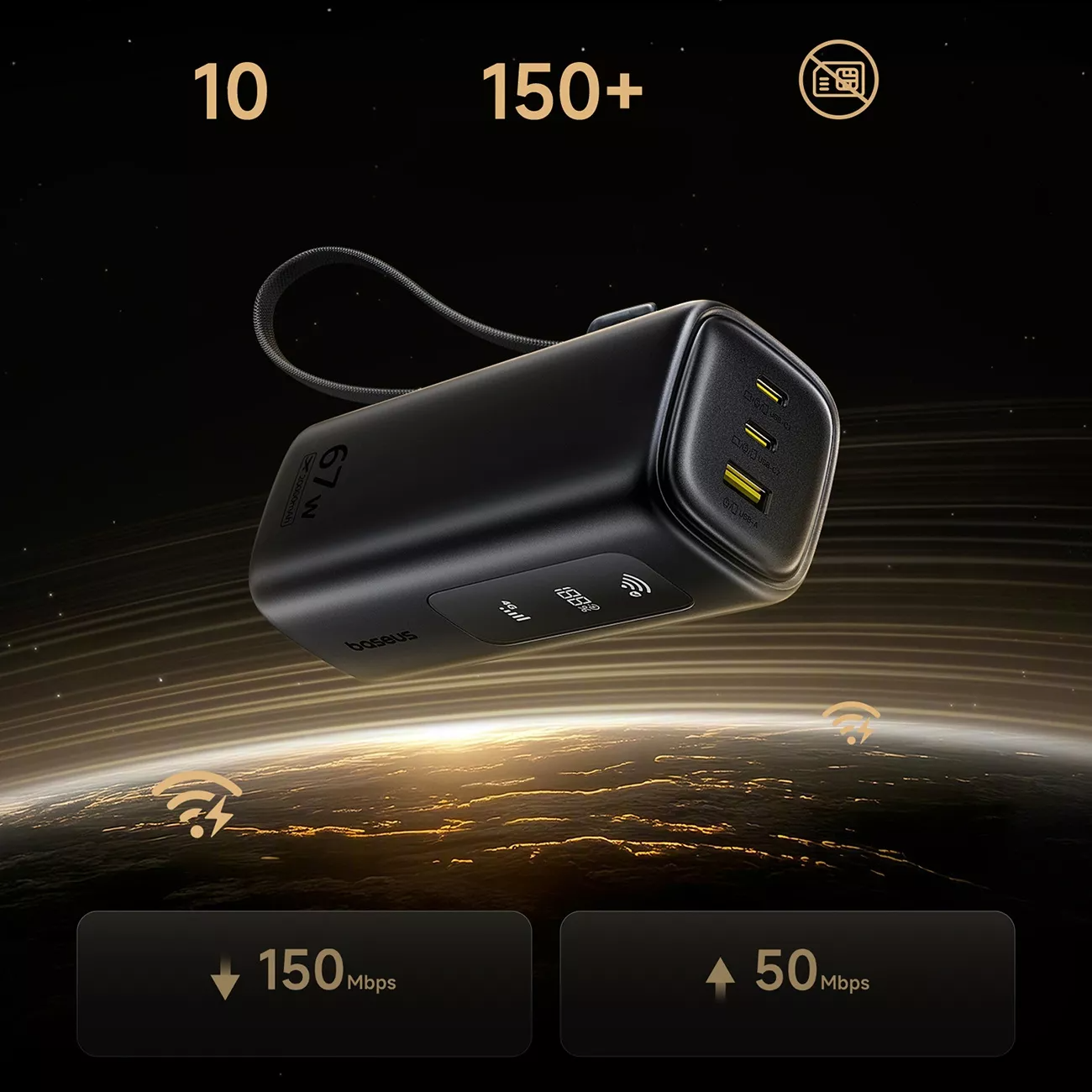 Batterie Externe Baseus EnerGeek GX11, 20000mAh, 67W, QC + PD, 1 x USB-A - 2 x USB-C, Noire E0025701
