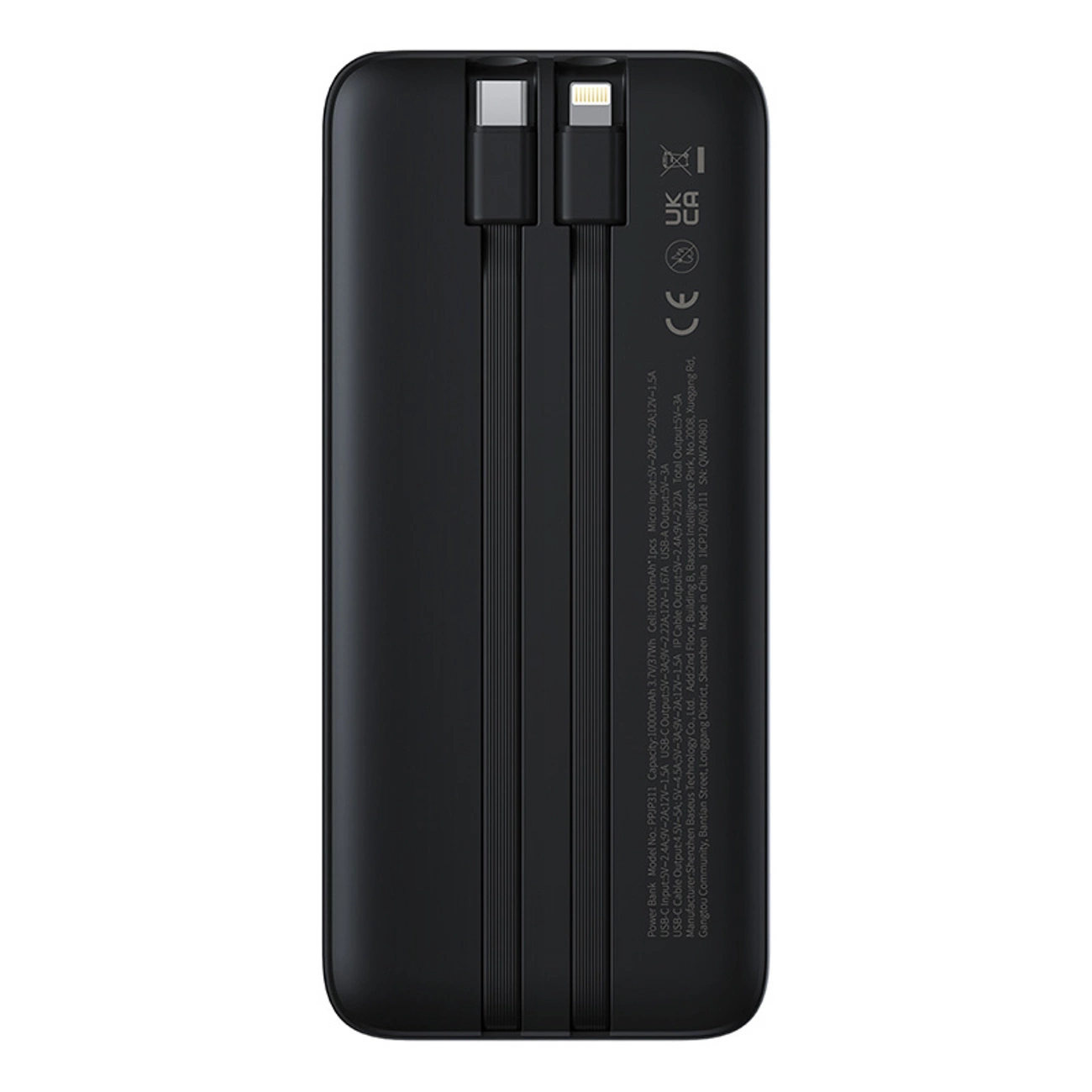 Batterie Externe Baseus Lipow, 10000mAh, 22.5W, QC + PD, 1 x Lightning - 1 x USB-A - 2 x USB-C, Noire P10079101123-00