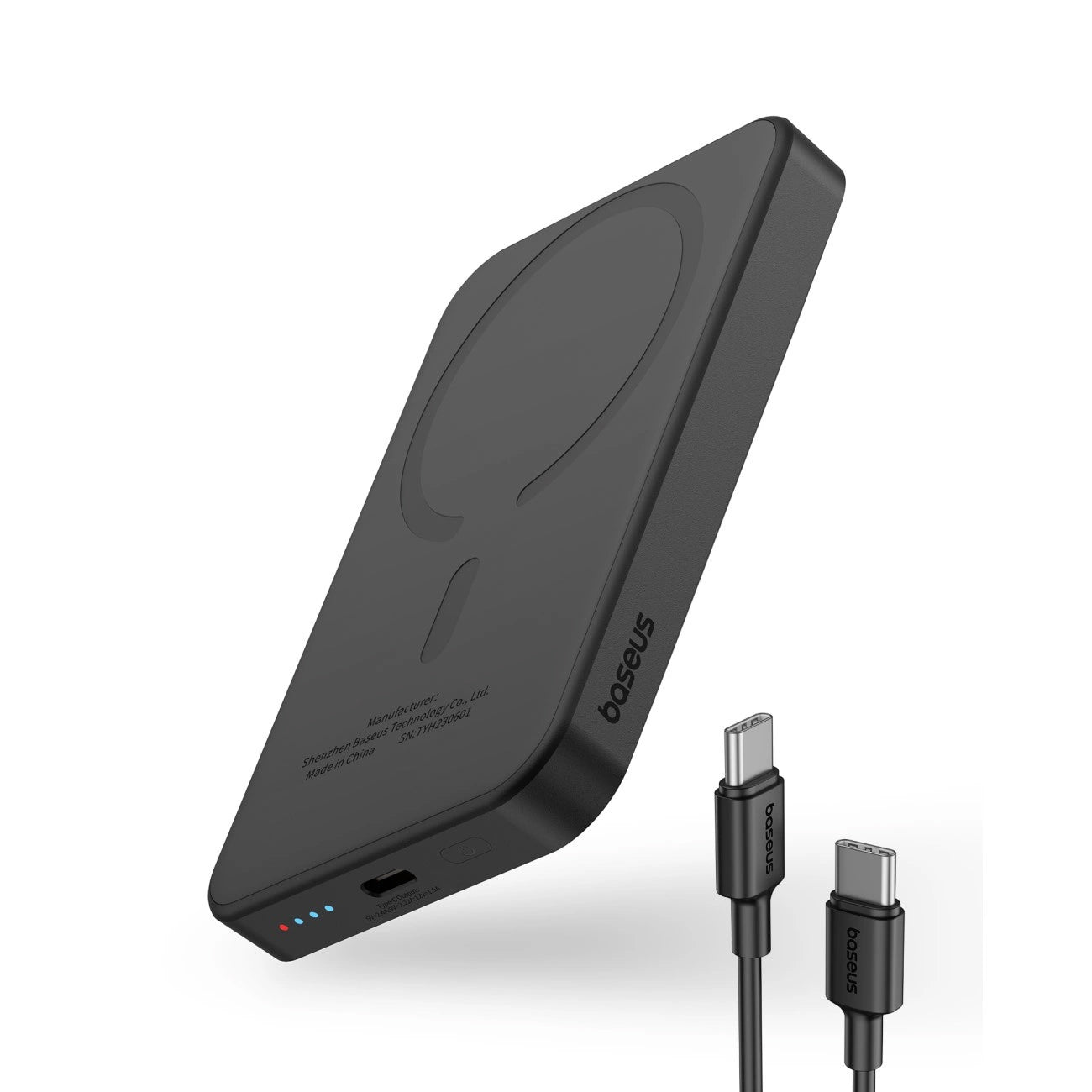 Baseus Magnetic Mini Wireless External Battery, 5000mAh, 20W, PD + FQI, 1 x QI - 1 x USB-C, Black P10022107113113-00