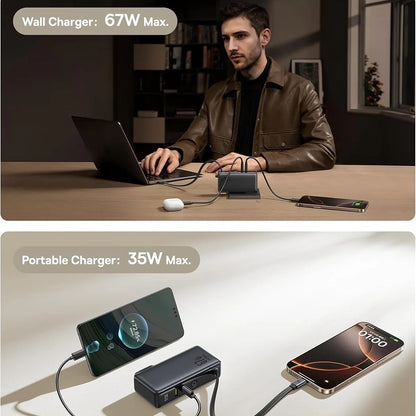 Batterie Externe Baseus Nomos NT11 Omni US, 10000mAh, 67W, QC + PD, 1 x USB-A - 2 x USB-C, Noire P10078807123-00