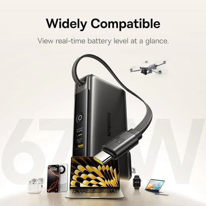 Batterie Externe Baseus Nomos NT11 Omni US, 10000mAh, 67W, QC + PD, 1 x USB-A - 2 x USB-C, Noire P10078807123-00