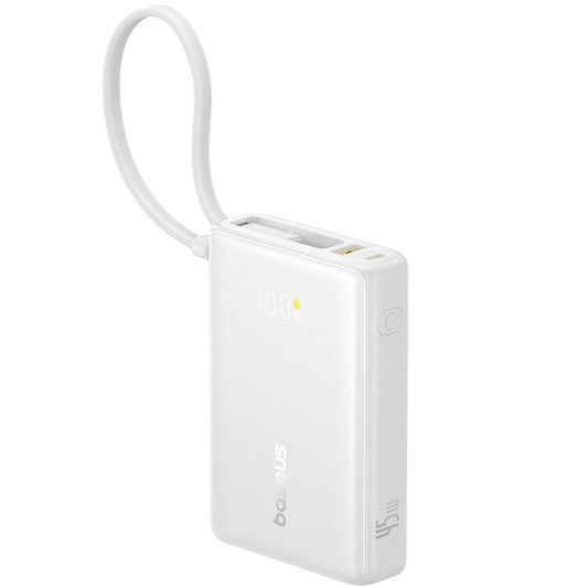 Batterie Externe Baseus PicoGo, 10000mAh, 45W, QC + PD, 1 x USB-A - 2 x USB-C, Blanche P10076803213-00