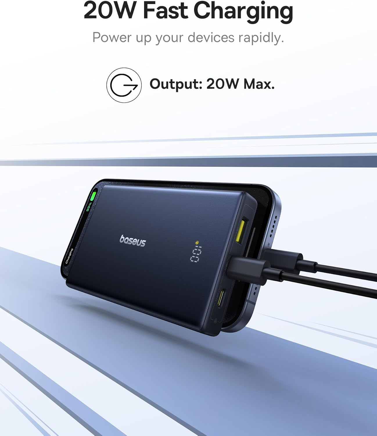Batterie Externe Baseus PicoGo, 10000mAh, 20W, QC + PD, 1 x USB-A - 2 x USB-C, Blanche P10076801213-00
