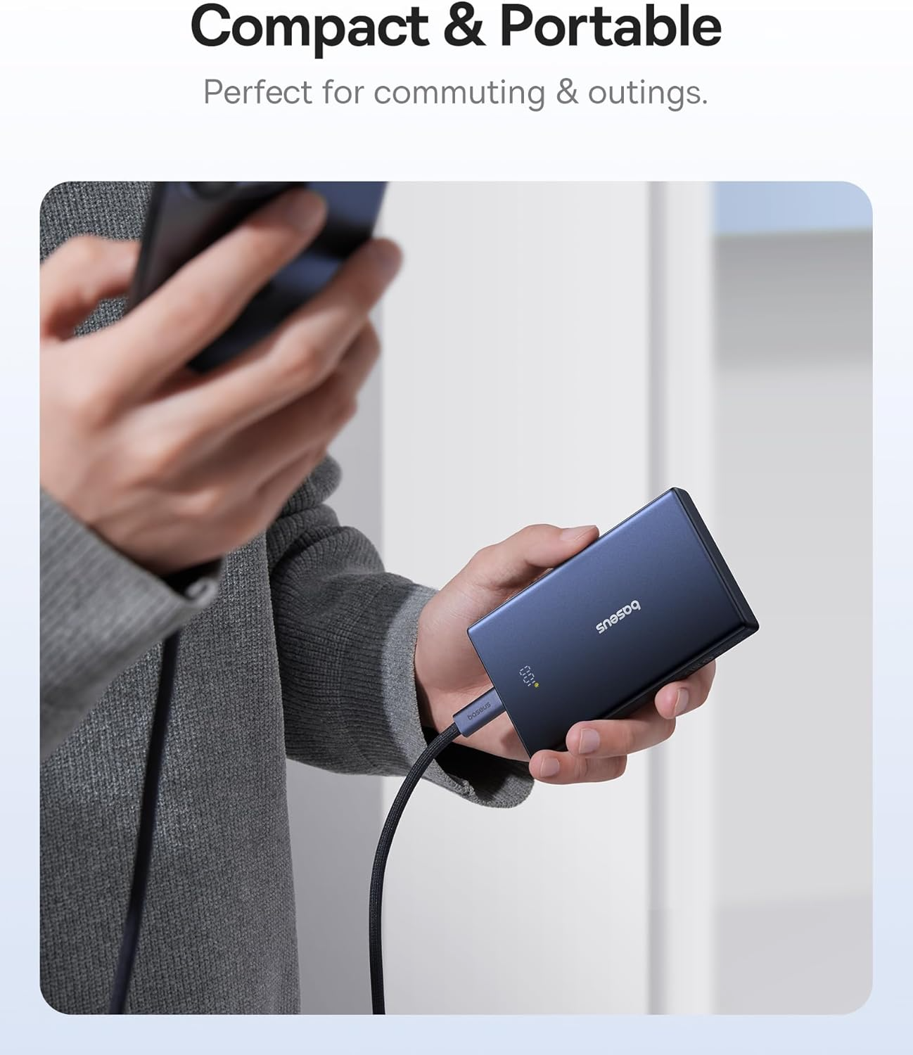 Batterie Externe Baseus PicoGo, 10000mAh, 20W, QC + PD, 1 x USB-A - 2 x USB-C, Blanche P10076801213-00
