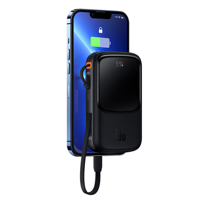 Batterie Externe Baseus Qpow Pro, 10000mAh, 20W, QC + PD, 1 x Lightning - 1 x USB-A - 1 x USB-C, Noire PPQD020001