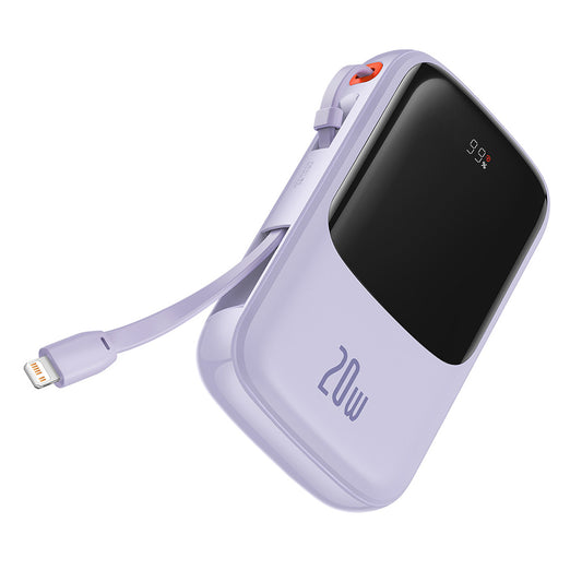 Batterie Externe Baseus Qpow Pro, 20000mAh, 20W, QC + PD, 1 x Lightning - 1 x USB-A - 1 x USB-C, Mauve PPQD030005
