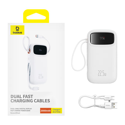 Batterie Externe Baseus Qpow2, 20000mAh, 22.5W, QC + PD, 1 x Lightning - 1 x USB-A - 2 x USB-C, Blanche P10055002223-00