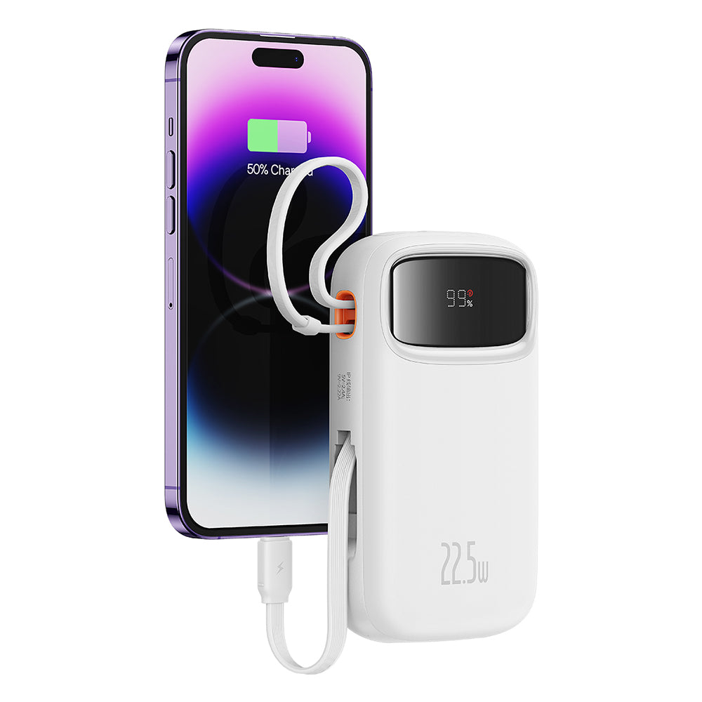 Batterie Externe Baseus Qpow2, 20000mAh, 22.5W, QC + PD, 1 x Lightning - 1 x USB-A - 2 x USB-C, Blanche P10055002223-00