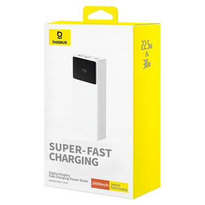 Batterie Externe Baseus Star Lord, 20000mAh, 30W, QC + PD, 1 x USB-C - 2 x USB-A, Blanche P10022904213-00