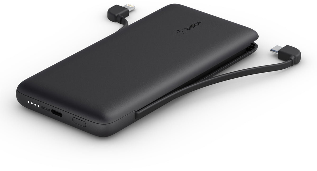 Batterie Externe Belkin BoostCharge Plus, 10000mAh, 23W, QC + PD, 1 x Lightning - 2 x USB-C, Noire BPB006btBLK