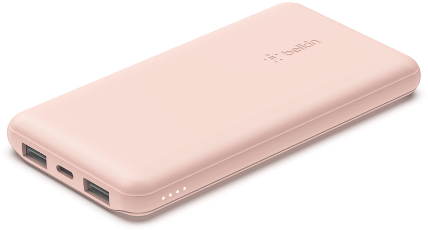 Batterie Externe Belkin BoostCharge, 10000mAh, 15W, 1 x USB-C - 2 x USB-A, Rose BPB011btRG