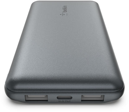 Batterie Externe Belkin BoostCharge, 10000mAh, 15W, 1 x USB-C - 2 x USB-A, Gris BPB011btGY
