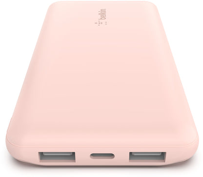 Batterie Externe Belkin BoostCharge, 10000mAh, 15W, 1 x USB-C - 2 x USB-A, Rose BPB011btRG