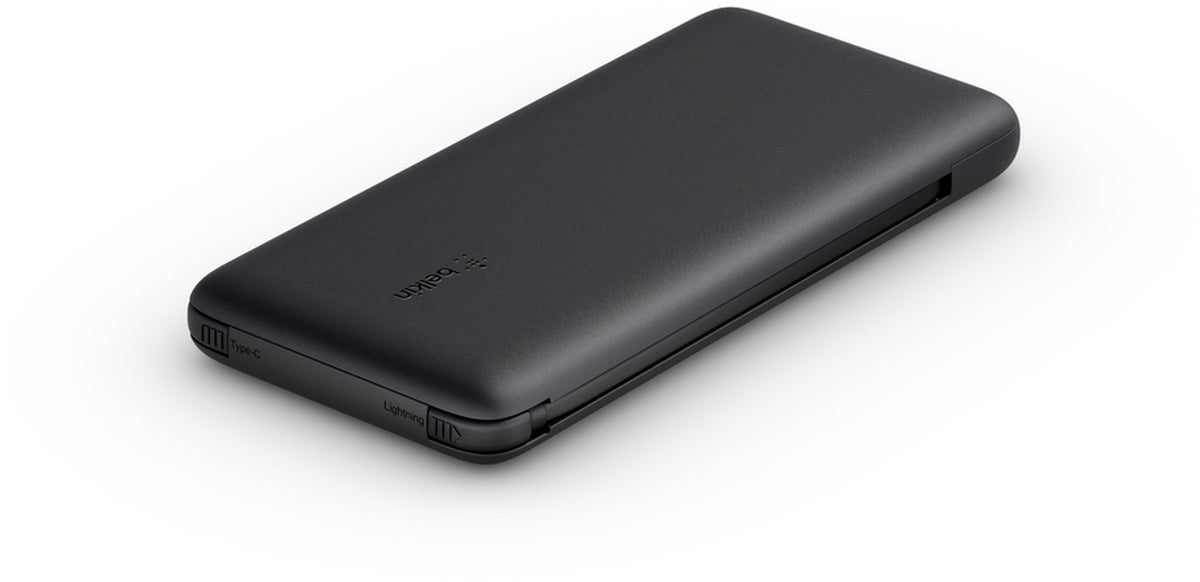 Batterie Externe Belkin BoostCharge Plus, 10000mAh, 23W, QC + PD, 1 x Lightning - 2 x USB-C, Noire BPB006btBLK