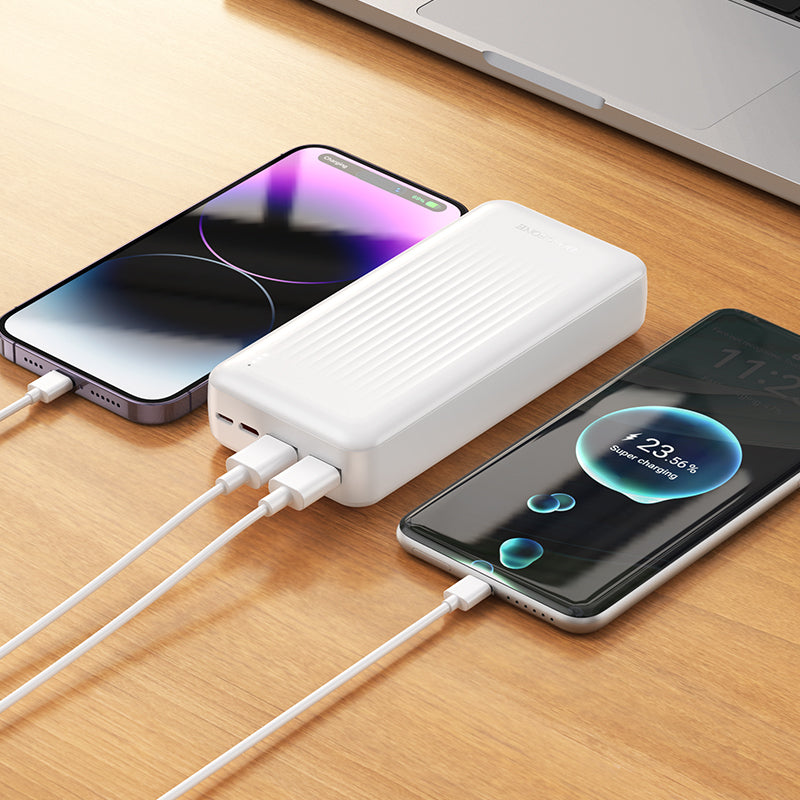 Batterie Externe Borofone BJ80A Clever, 20000mAh, 22.5W, QC + PD, 1 x USB-C - 2 x USB-A, Blanche