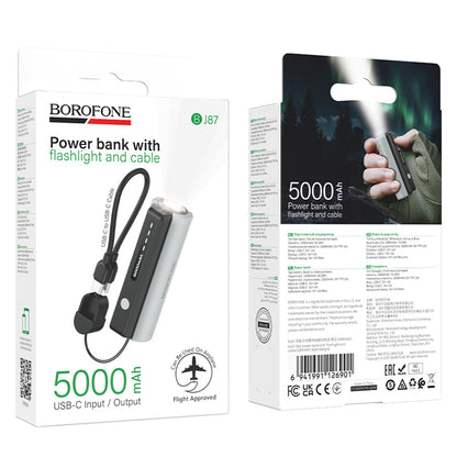 Batterie Externe Borofone BJ87 Star, 5000mAh, 10W, 1 x USB-C, Gris