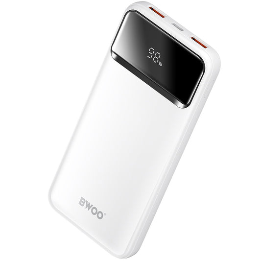 Batterie Externe BWOO BO-P34, 10000mAh, 22,5W, QC + PD, 1 x USB-C - 2 x USB-A, Blanche