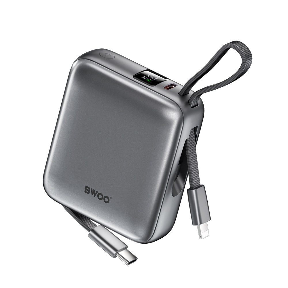 Batterie Externe BWOO BO-P74, 10000mAh, 22.5W, PD, 1 x Lightning - 2 x USB-C, Noire