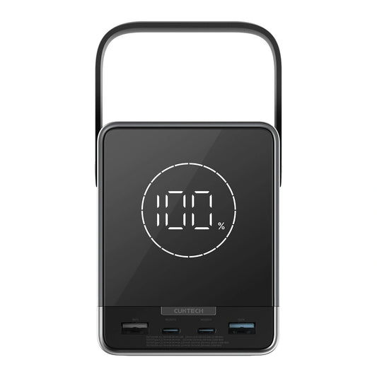Batterie Externe Cuktech, 40000mAh, 300W, QC + PD + FQI, 1 x QI - 2 x USB-A - 2 x USB-C, Noire