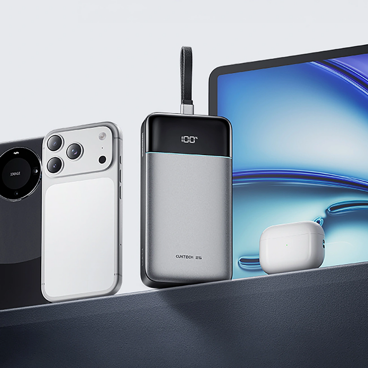 Batterie Externe Cuktech LPB252N, 25000mAh, 120W, QC + PD, 1 x USB-A - 2 x USB-C, Gris