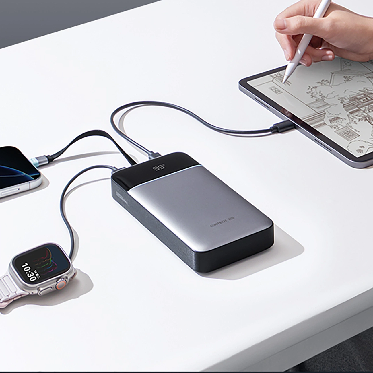 Batterie Externe Cuktech LPB252N, 25000mAh, 120W, QC + PD, 1 x USB-A - 2 x USB-C, Gris