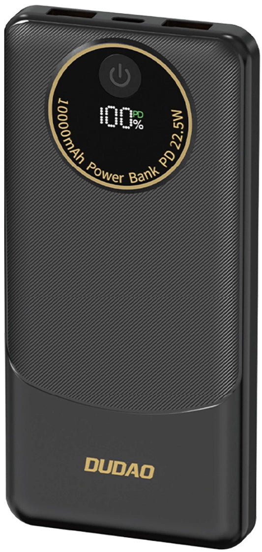 Batterie Externe Dudao K12, 10000mAh, 22.5W, QC + PD, 1 x USB-C - 2 x USB-A, Noire