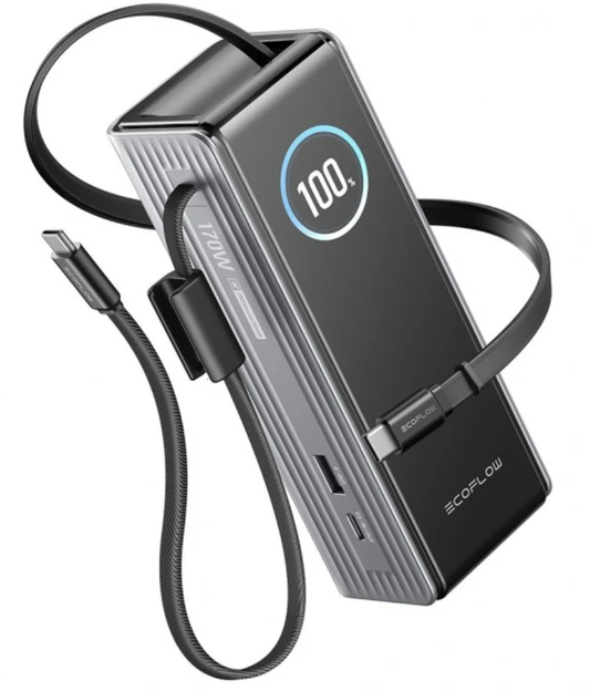 Batterie Externe EcoFlow Rapid, 25000mAh, 170W, QC + PD, 1 x USB-A - 3 x USB-C, Gris