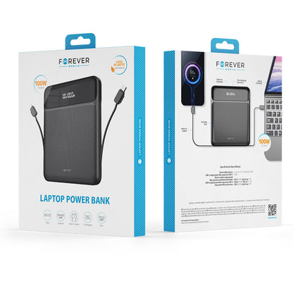 Forever TB-200 Batterie externe, 20000mAh, 100W, QC + PD, 1 x Lightning - 2 x USB-C - 2 x USB-A, Noir