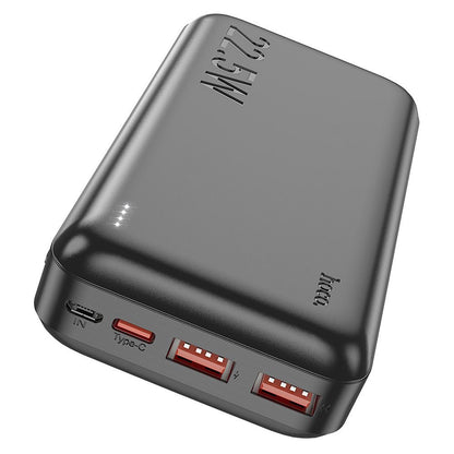 Batterie Externe HOCO J101A, 20000mAh, 22,5W, QC + PD, 1 x USB-C - 2 x USB-A, Noire