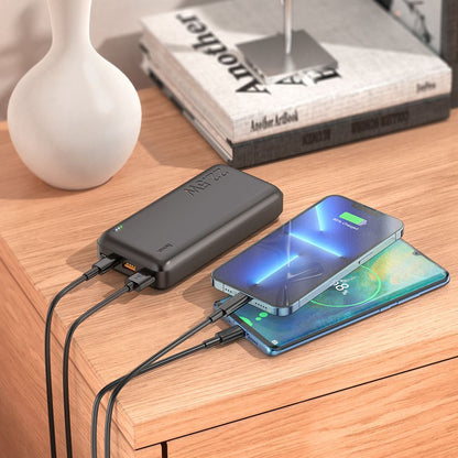 Batterie Externe HOCO J101A, 20000mAh, 22,5W, QC + PD, 1 x USB-C - 2 x USB-A, Noire