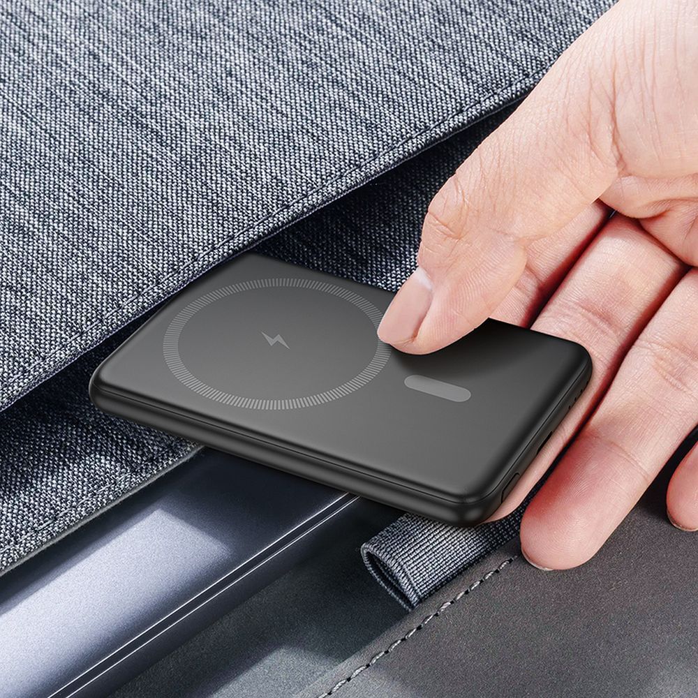 Wireless External Battery HOCO J140A, 5000mAh, 20W, PD + QI, 1 x USB-C, Black