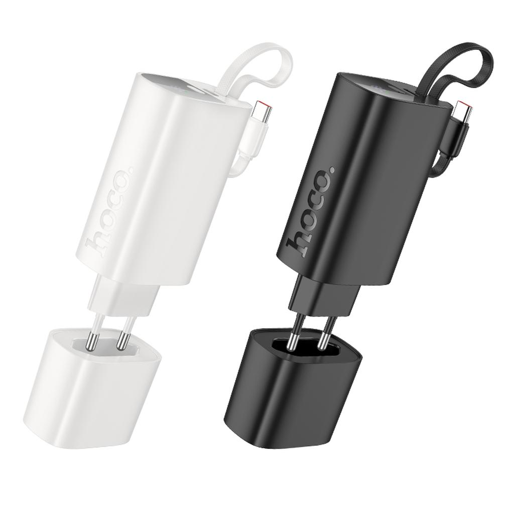 Batterie externe HOCO J148 2-en-1, 5000 mAh, 20 W, PD, 2 x USB-C, blanche