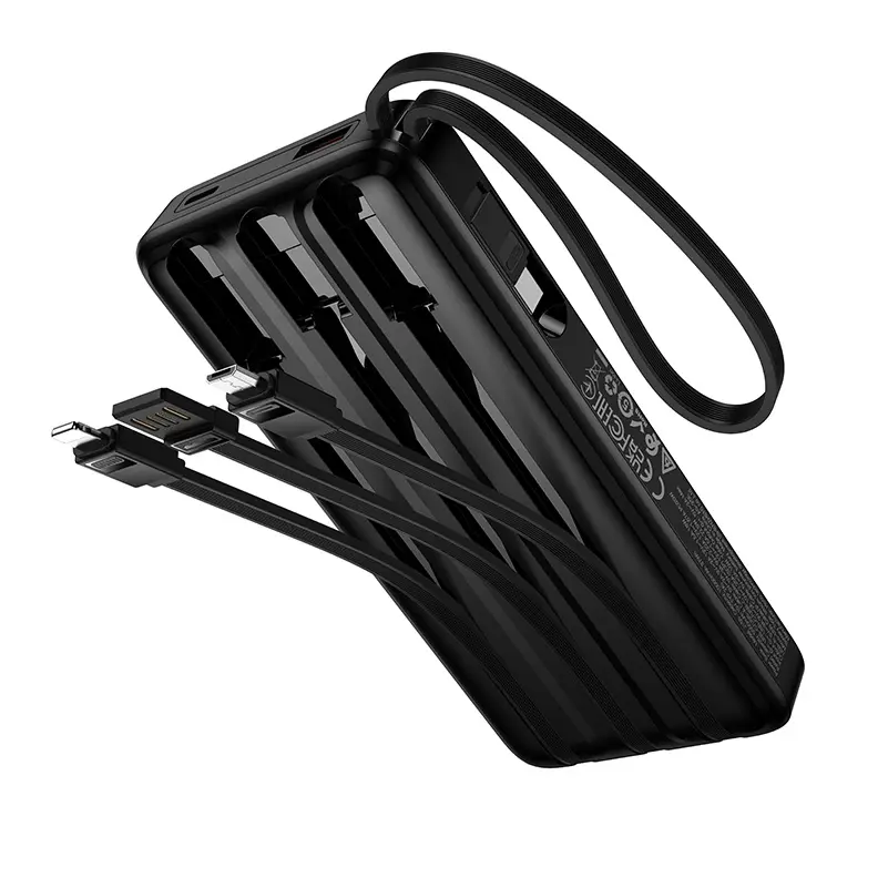 Batterie Externe HOCO J156 Founder, 10000mAh, 22,5W, QC + PD, 1 x Lightning - 1 x microUSB - 1 x USB-A - 2 x USB-C, Noire