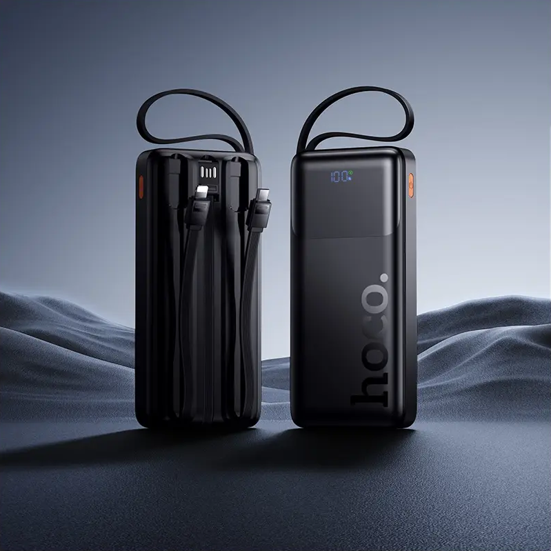 Batterie Externe HOCO J156 Founder, 10000mAh, 22,5W, QC + PD, 1 x Lightning - 1 x microUSB - 1 x USB-A - 2 x USB-C, Noire