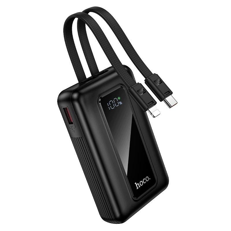 Batterie Externe HOCO J162, 10000mAh, 22,5W, QC + PD, 1 x Lightning - 1 x USB-A - 2 x USB-C, Noire