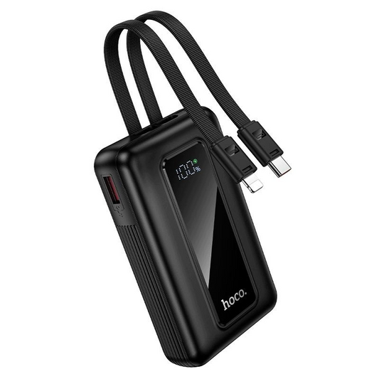 Batterie Externe HOCO J162, 10000mAh, 22,5W, QC + PD, 1 x Lightning - 1 x USB-A - 2 x USB-C, Noire