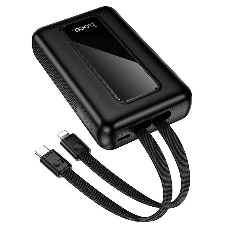 Batterie Externe HOCO J162, 10000mAh, 22,5W, QC + PD, 1 x Lightning - 1 x USB-A - 2 x USB-C, Noire