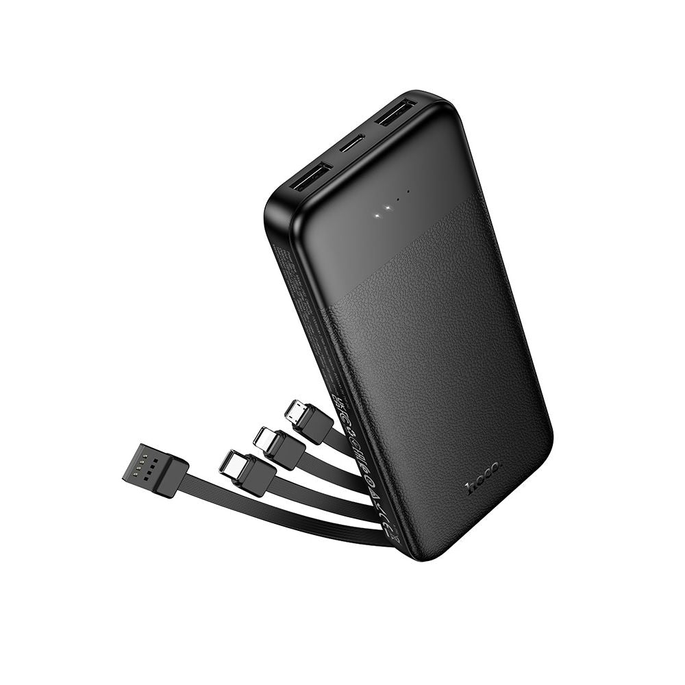 Batterie Externe HOCO J163, 10000mAh, 10W, 1 x Lightning - 1 x microUSB - 2 x USB-A - 1 x USB-C, Noire