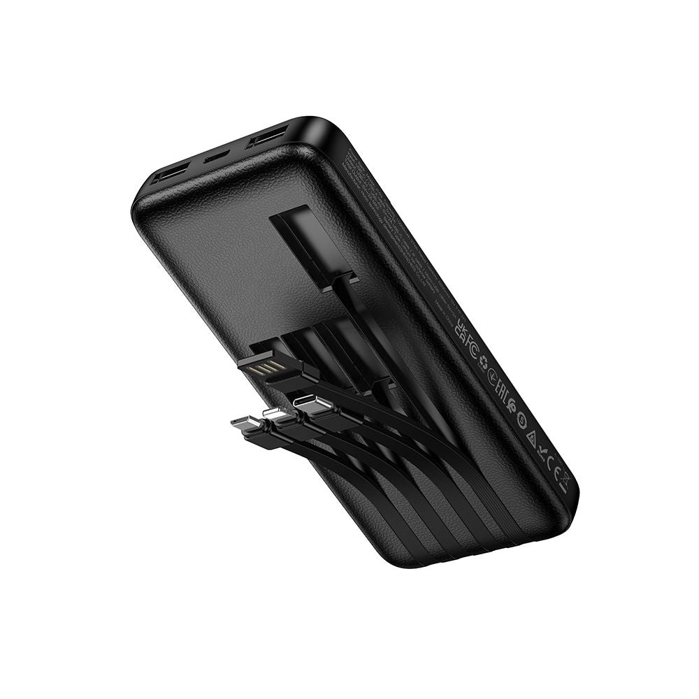 Batterie Externe HOCO J163, 10000mAh, 10W, 1 x Lightning - 1 x microUSB - 2 x USB-A - 1 x USB-C, Noire