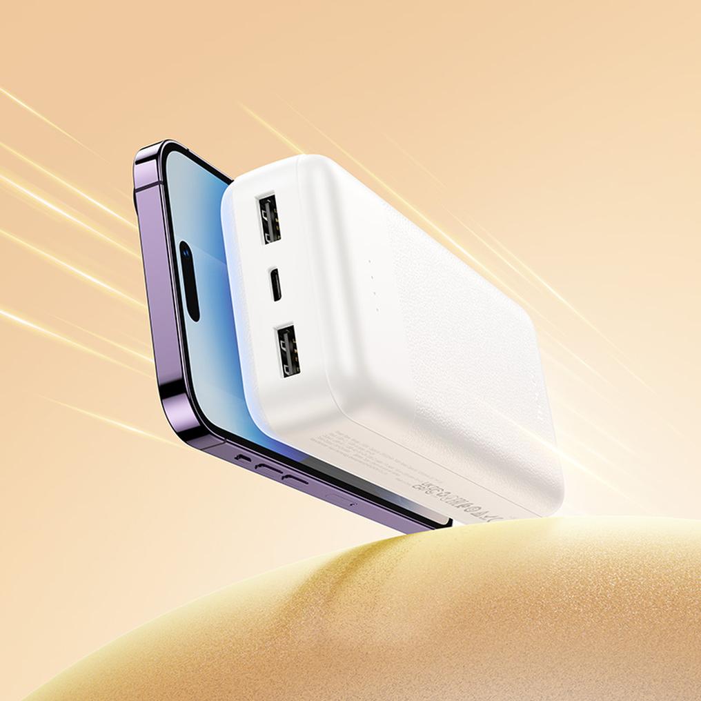 Batterie externe HOCO J163A, 20 000 mAh, 10 W, 1 x Lightning - 1 x microUSB - 1 x USB-C - 2 x USB-A, blanche