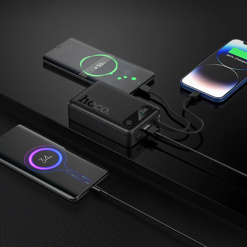 Batterie Externe HOCO J171A, 20000mAh, 22,5W, QC + PD, 1 x Lightning - 1 x USB-A - 2 x USB-C, Noire