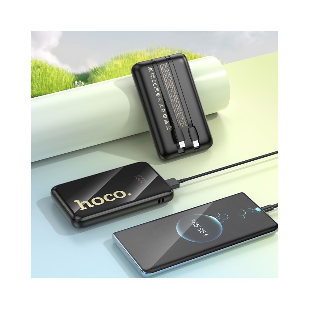 Batterie Externe HOCO Q37, 10000mAh, 22,5W, QC + PD, 1 x Lightning - 1 x USB-A - 2 x USB-C, Noire