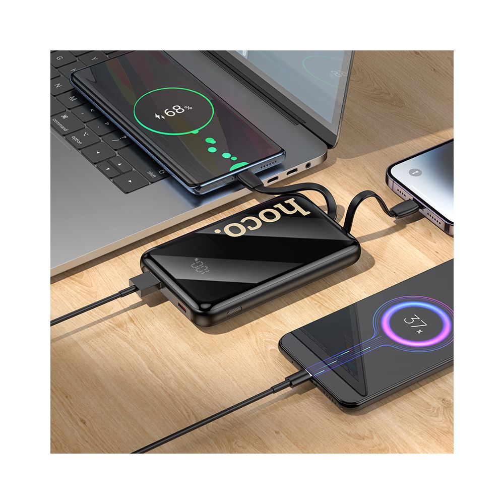 Batterie Externe HOCO Q37, 10000mAh, 22,5W, QC + PD, 1 x Lightning - 1 x USB-A - 2 x USB-C, Noire