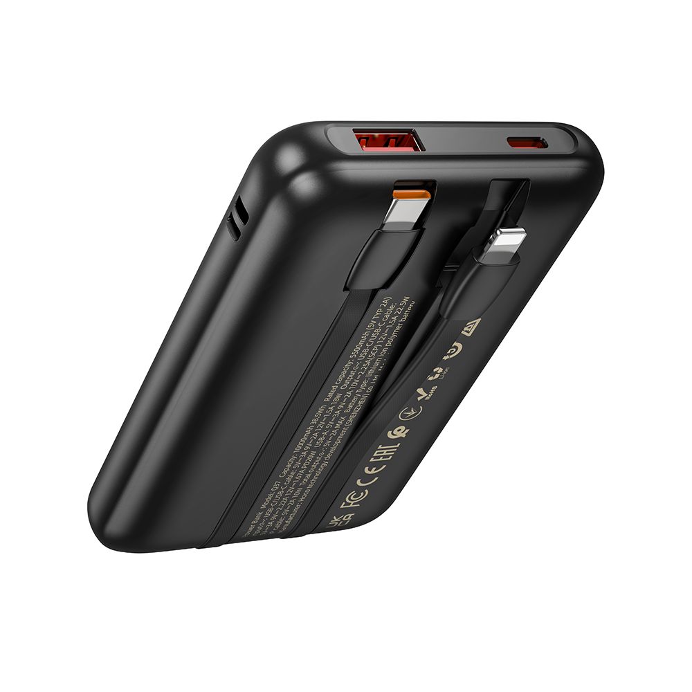 Batterie Externe HOCO Q37, 10000mAh, 22,5W, QC + PD, 1 x Lightning - 1 x USB-A - 2 x USB-C, Noire
