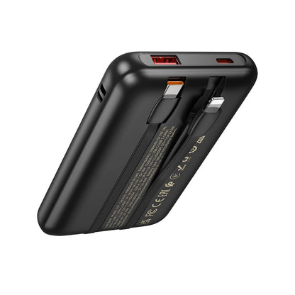 Batterie Externe HOCO Q37, 10000mAh, 22,5W, QC + PD, 1 x Lightning - 1 x USB-A - 2 x USB-C, Noire